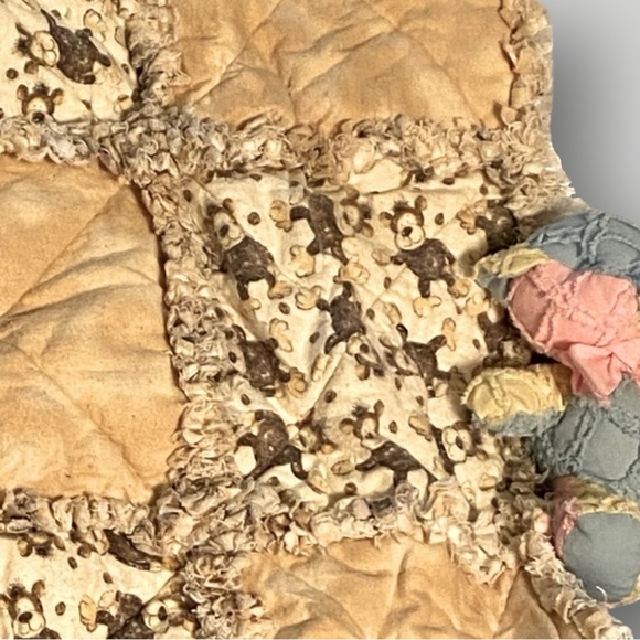 🎁NWT 𝑯𝒂𝒏𝒅𝒎𝒂𝒅𝒆 Baby Rag Quilt Blanket MONKEYS OOAK - Picture 2 of 9